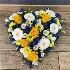 Mixed heart in yellow and blue
